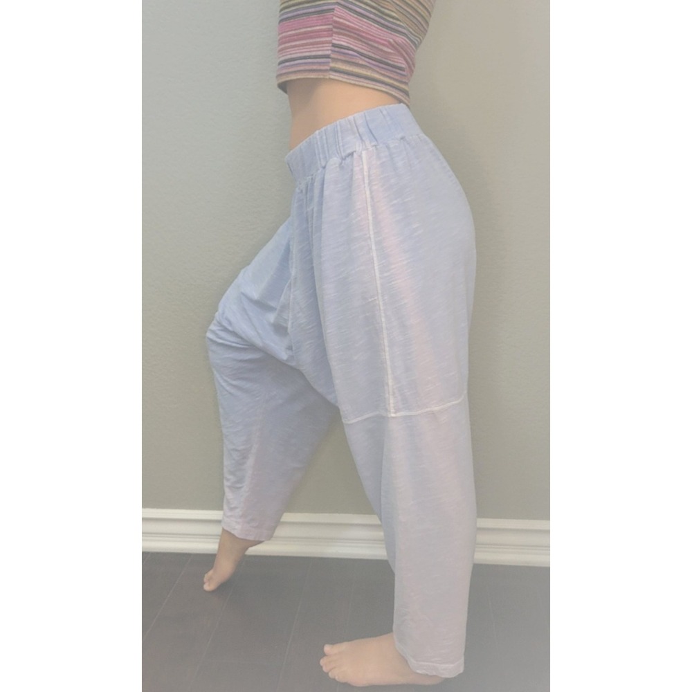 Free People Harem Pants Small Light Blue Drop Crotch Slub Knit Joggers Boho